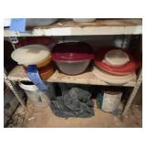 Contents on 5th shelf & paint on floor