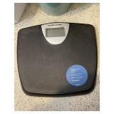 Fan, scales, garbage cans