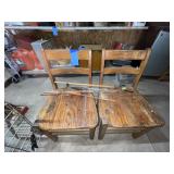 Pair oak chairs, wiener forks