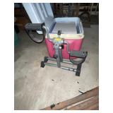 2 coolers, exercise equipment, 2 vintage gates