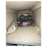 Contents of wood shelves