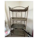 4 shelf metal shelving w/wicker shelves