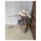 Wooden fishing boy on logs