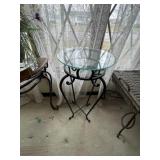 Wrought iron top side table w/glass