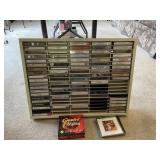 Cassette rack w/cassettes & CDs