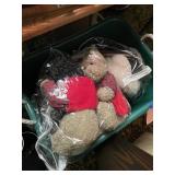 Tote of stuffed bears & throws