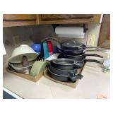 Pots & pans, plastic ware, cake pan, more