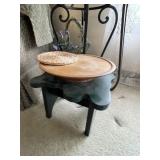 Green wooden stool & lazy susan