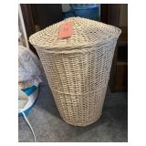 Wicker hamper, shoe racks, more
