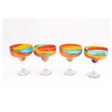 Set of 4 Made in Mexico Colorful Margarita Glasses
