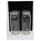 Pair Tall Glas Flip Lid Canisters