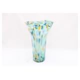 Tall multicolor Scalloped Blue/Green Vase