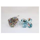 Pair of Glass Flowers - One Marked Murano