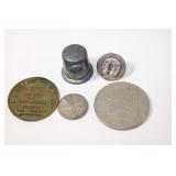 Misc Lot - Sterling Golf Marker, Thimble, Award