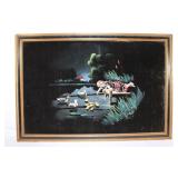 Black Velvet Painting - Lakeside with Ducks