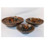 1970s African Pottery Bowl Leopard Print,Fiber Rim