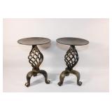 Pair of Metal Pillar Platform Twisted Candle Holdr