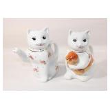 Pair of Asian Cat Teapots