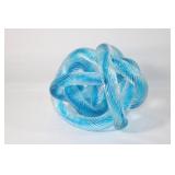 Blue and White Art Glass Infinity Rope Sculpture