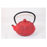 Red Cast Iron Japanese Tea Pot