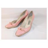 Salvadore Ferragamo Pink Jute Wedge Sz 8.5