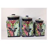Trio of Made in Mexico Ceramic Canisters