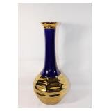 Blue and Gold Ceramic Tall Table Vase