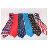 Lot of 6 Ties - American, Christmas etc.