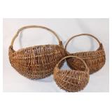 Trio of Flat Back Woven Wall Baskets
