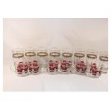 Lot of Christmas Glasses - 8 with Wreath, 6 Santa