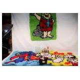 Vtg Latch Hook - Flintstones, Superman, Popeye