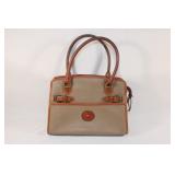 Vintage Dooney & Burke Taupe Buckle Satchel Bag