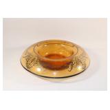 Sterling Silver Overlay Amber Console Dish