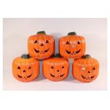 Set of 5 Ceramic Pumpkin Candle Holders