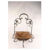 VTG Metal and Wicker Square Basket Server