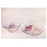 VTG Colored Glass Serving Platter & Bowl