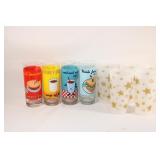 4 Vintage Style Glasses, 5 Gold Star Cups