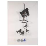 Tin Horse Windchimes and 3 Wade England Figures
