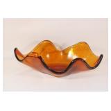 Vtg Blenko #633 Amber Amoba Wayne Husted Bowl
