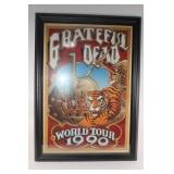 Vtg 1990 Grateful Dead World Tour Framed Poster
