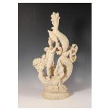 Vintage Asian Dragon Slayer Sculpture - Resin