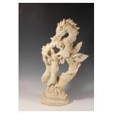 Vintage Asian Dragon Slayer Sculpture - Resin