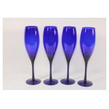 Set of 4 Cobalt Blue Champagne Glasses
