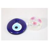 Evil Eye Glass Charm, Pink Glass Paperweight