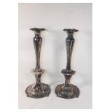 Pair of Vintage Silver Plate Large Candlesticks