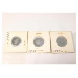 1887, 1896 &1897 Silver Liberty Head Nickels
