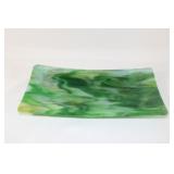 Green Abstract Fused Glass Tray