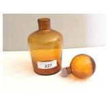 Vintage Air Bubble Amber Glass Decanter W/Stopper