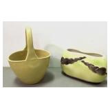 Mid Century Yellow Planter & Handled Bowl