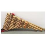 Authentic Bolivian Decorated Wood Pan Pipe Flute